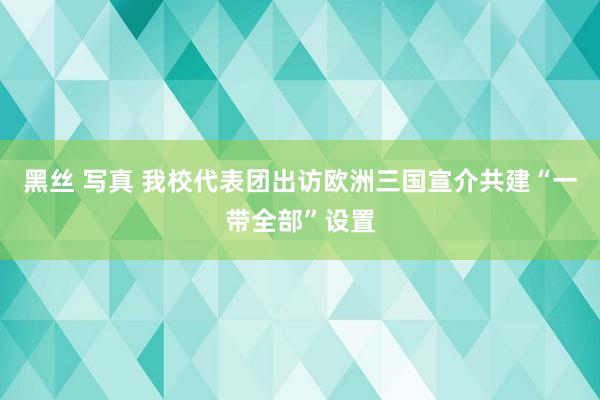 黑丝 写真 我校代表团出访欧洲三国宣介共建“一带全部”设置