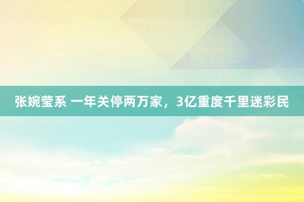 张婉莹系 一年关停两万家，3亿重度千里迷彩民